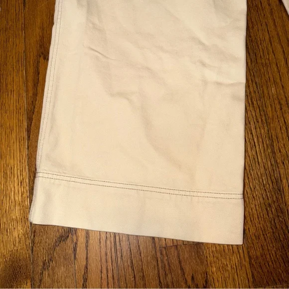 Abercrombie & Fitch Curve Love Wide Leg Cream Pants 100% Cotton Size Medium - Picture 7 of 10